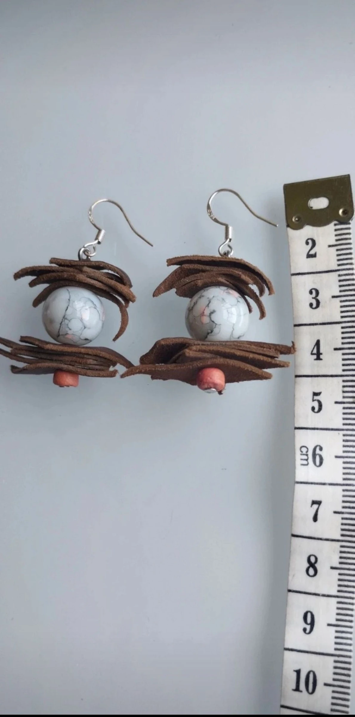 🩷🐂🪾De Magnifiques Boucles d'Oreilles Artisanales en Cuir, Céramique et Bois Peint🪾🐂🩷 – photo 4